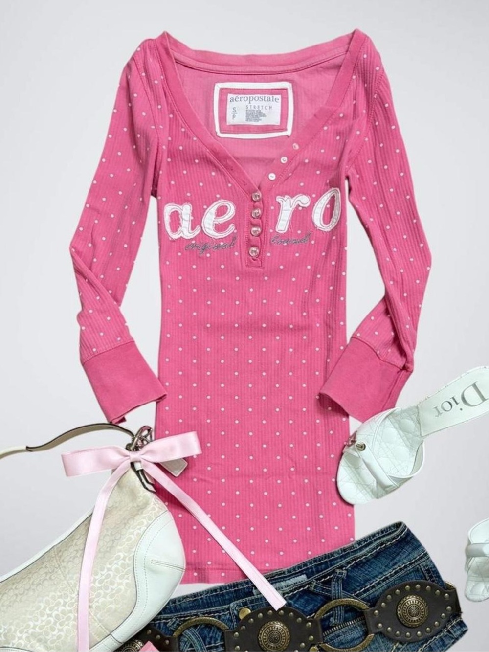 ISO!! Aeropostale Pink Polka Dot Top
